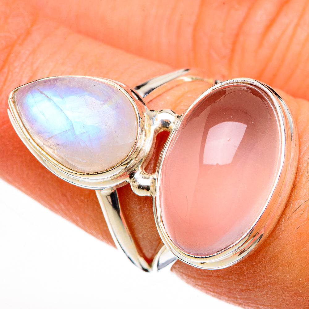 Rainbow Moonstone Rings handcrafted by Ana Silver Co - RING126152