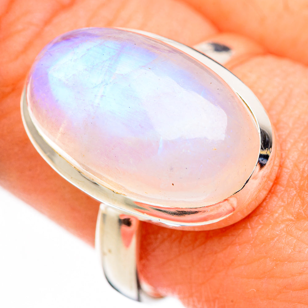 Rainbow Moonstone Rings handcrafted by Ana Silver Co - RING126155