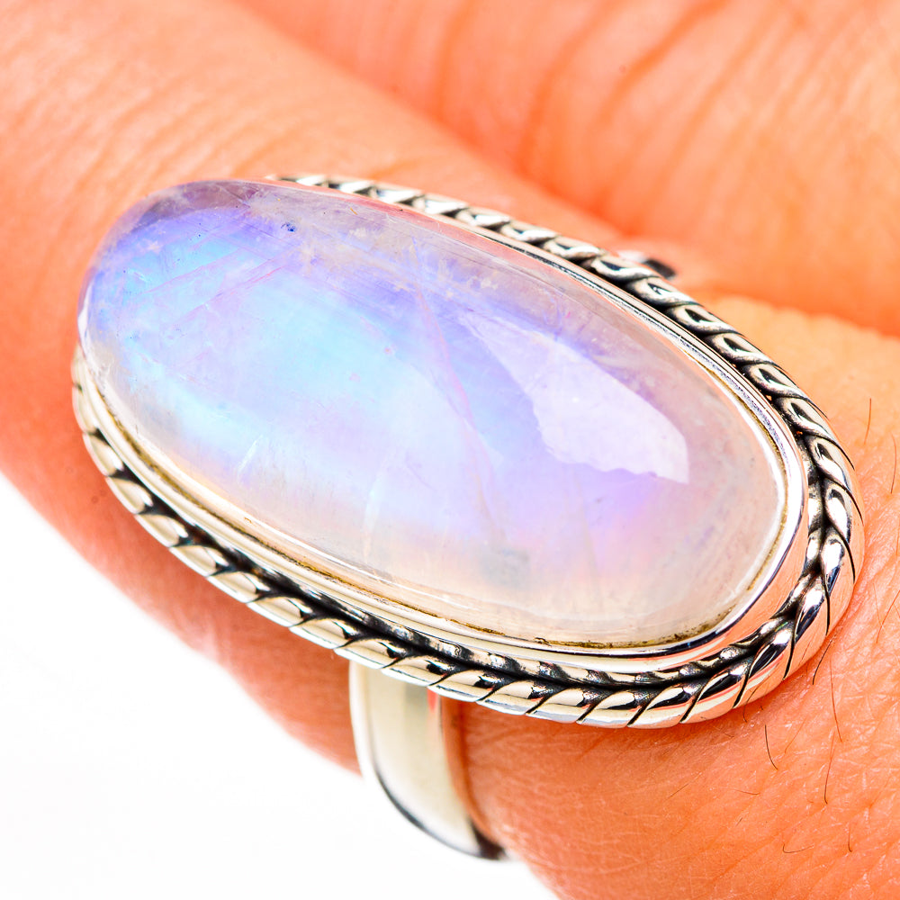 Rainbow Moonstone Rings handcrafted by Ana Silver Co - RING126156