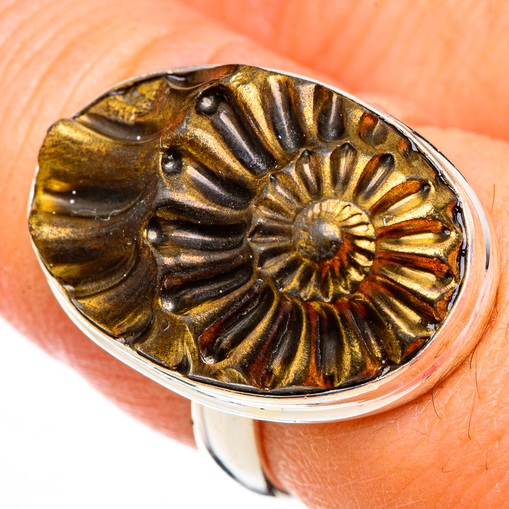 Pyrite Sea Shell Rings handcrafted by Ana Silver Co - RING126173