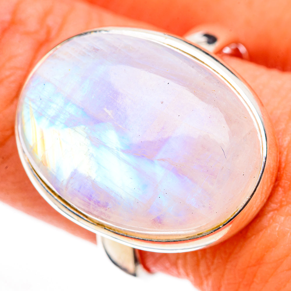 Rainbow Moonstone Rings handcrafted by Ana Silver Co - RING126174