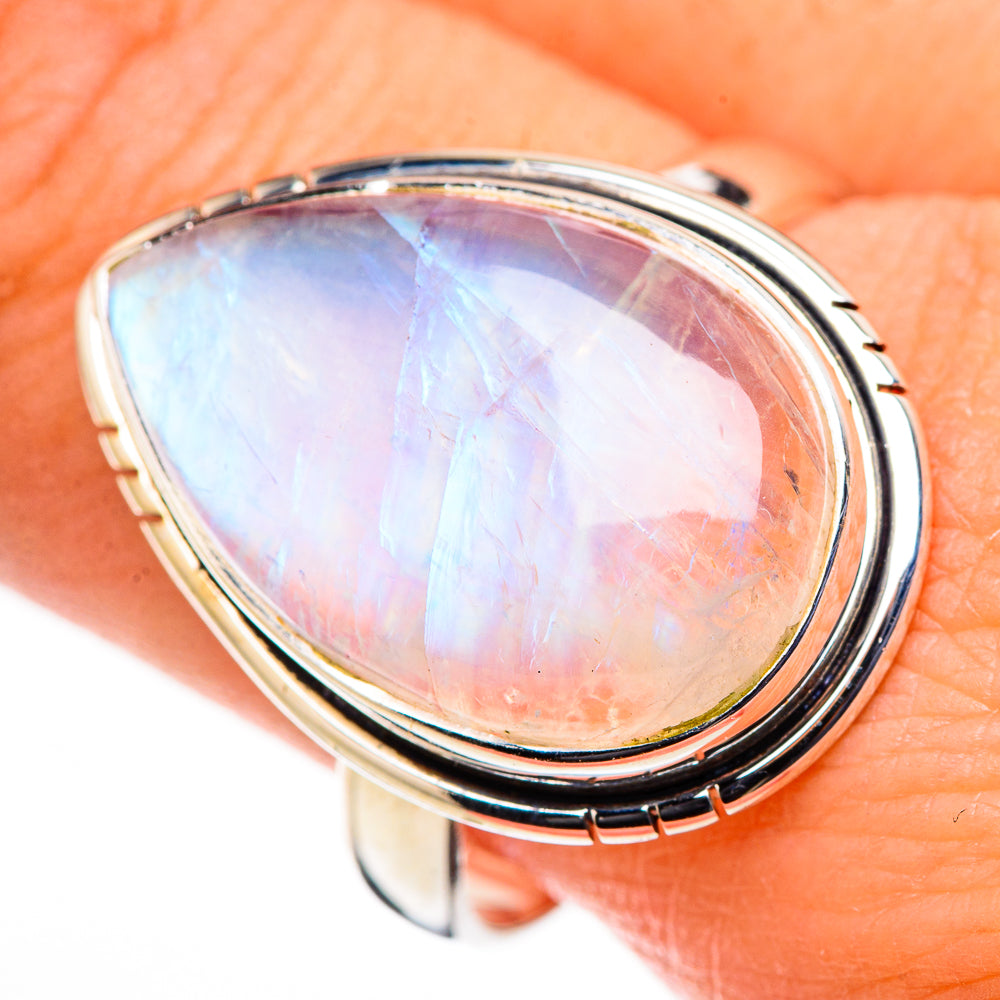 Rainbow Moonstone Rings handcrafted by Ana Silver Co - RING126175