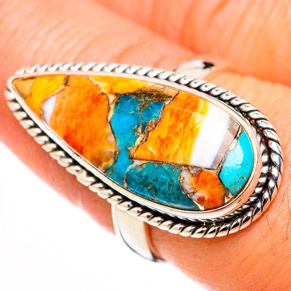 Spiny Oyster Turquoise Rings handcrafted by Ana Silver Co - RING126177