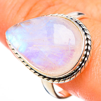 Rainbow Moonstone Rings handcrafted by Ana Silver Co - RING126191