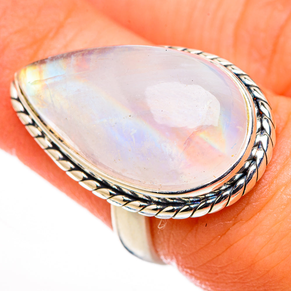 Rainbow Moonstone Rings handcrafted by Ana Silver Co - RING126207