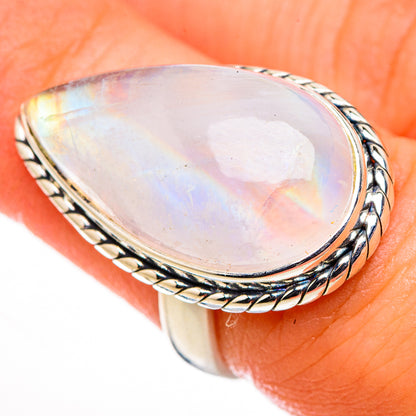 Rainbow Moonstone Rings handcrafted by Ana Silver Co - RING126207