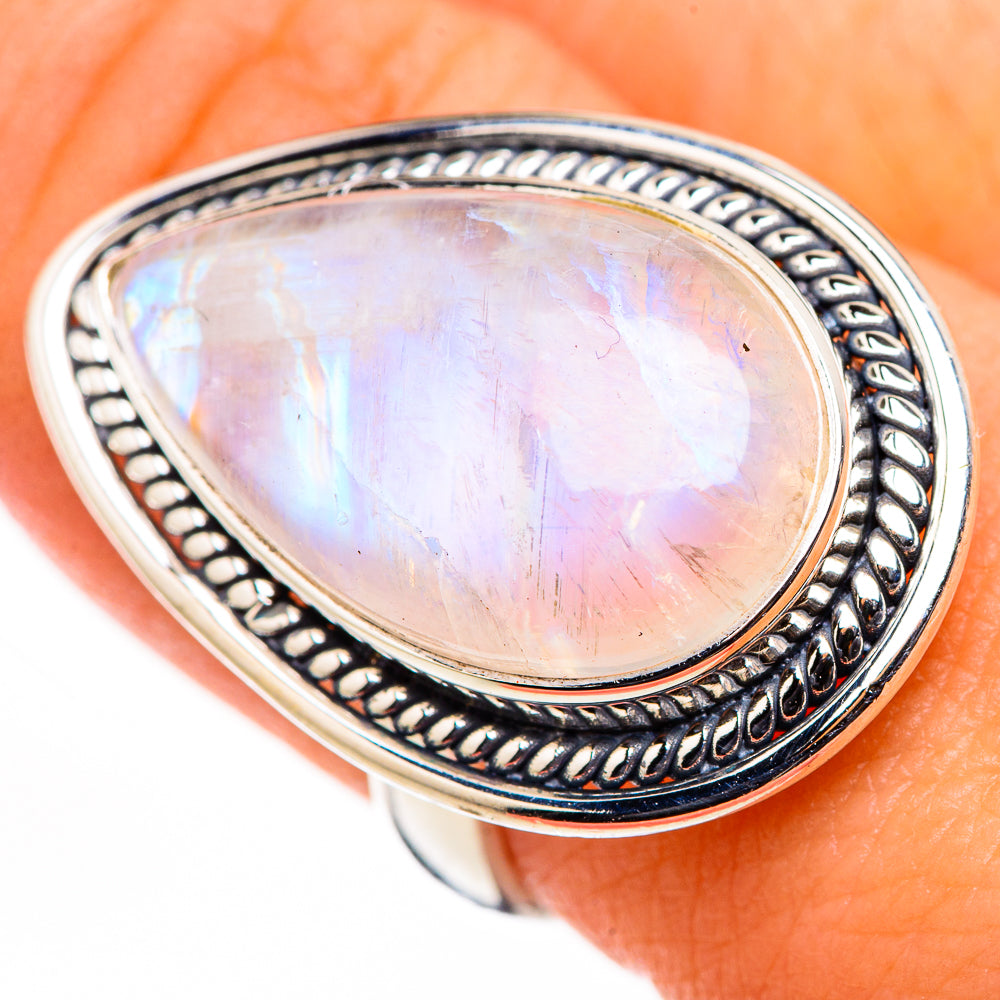 Rainbow Moonstone Rings handcrafted by Ana Silver Co - RING126208