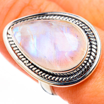 Rainbow Moonstone Rings handcrafted by Ana Silver Co - RING126208