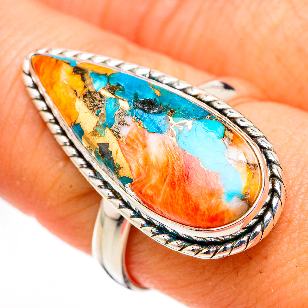 Spiny Oyster Turquoise Rings handcrafted by Ana Silver Co - RING126210