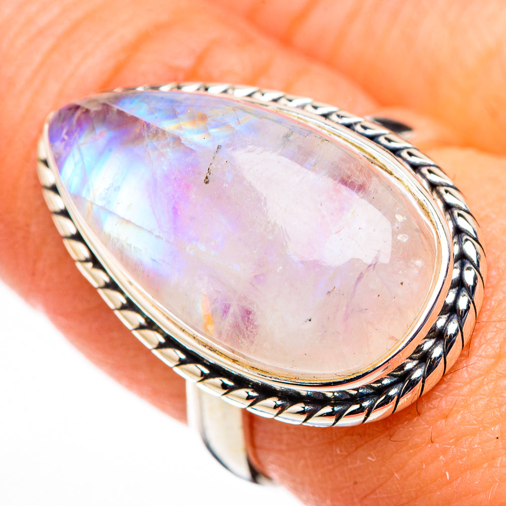 Rainbow Moonstone Rings handcrafted by Ana Silver Co - RING126224