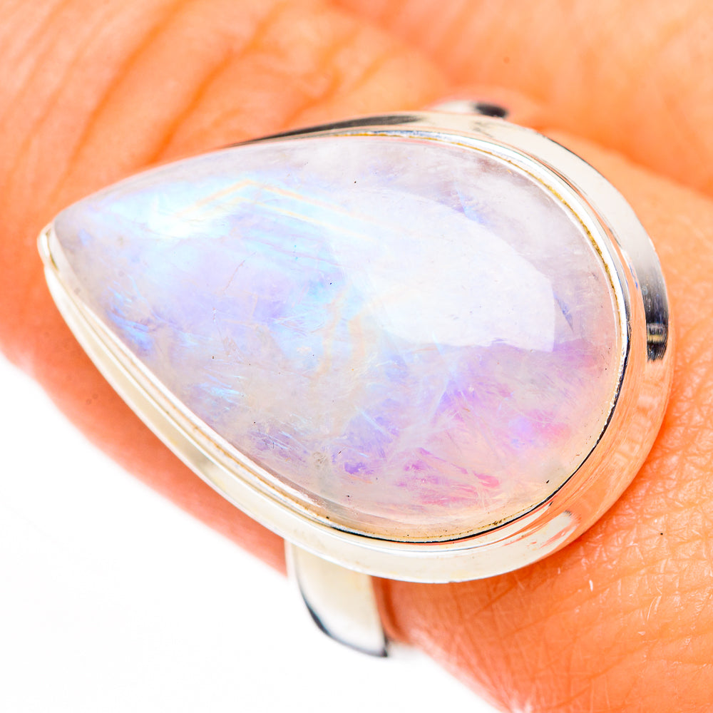 Rainbow Moonstone Rings handcrafted by Ana Silver Co - RING126225
