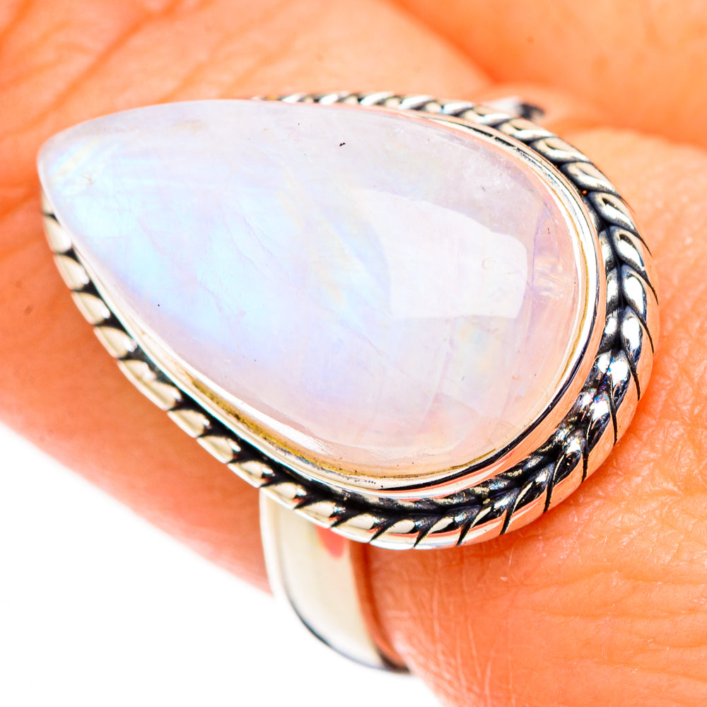 Rainbow Moonstone Rings handcrafted by Ana Silver Co - RING126242