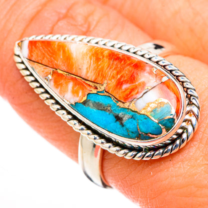 Spiny Oyster Turquoise Rings handcrafted by Ana Silver Co - RING126245