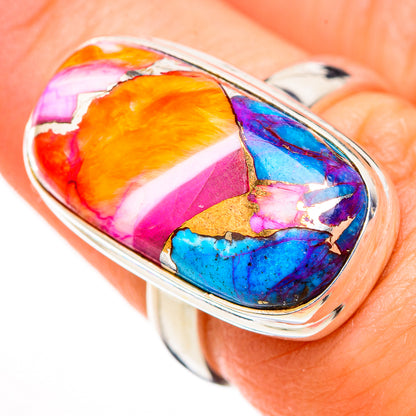 Kingman Pink Dahlia Turquoise Rings handcrafted by Ana Silver Co - RING126275