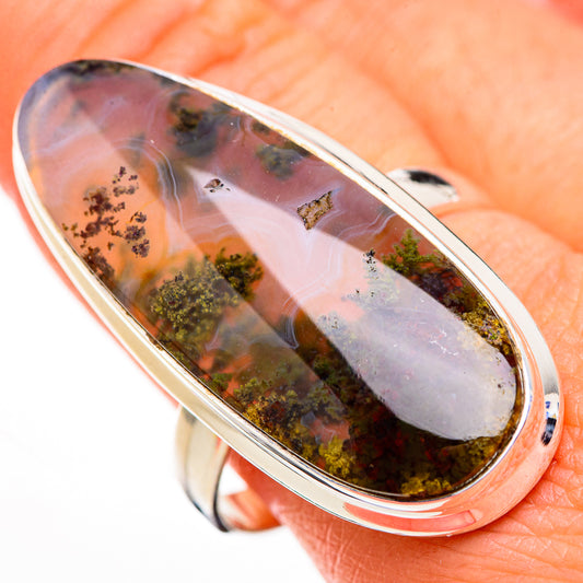 Green Moss Agate Rings handcrafted by Ana Silver Co - RING126327