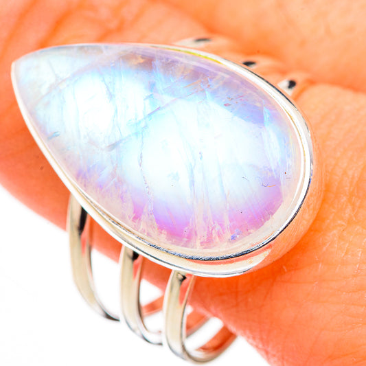 Rainbow Moonstone Rings handcrafted by Ana Silver Co - RING126331