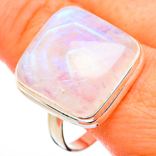 Rainbow Moonstone Rings handcrafted by Ana Silver Co - RING126345
