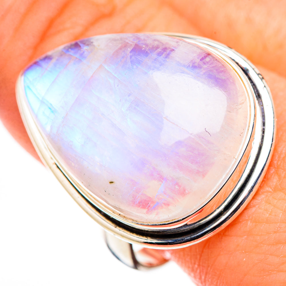 Rainbow Moonstone Rings handcrafted by Ana Silver Co - RING126346