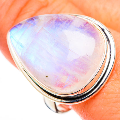 Rainbow Moonstone Rings handcrafted by Ana Silver Co - RING126346