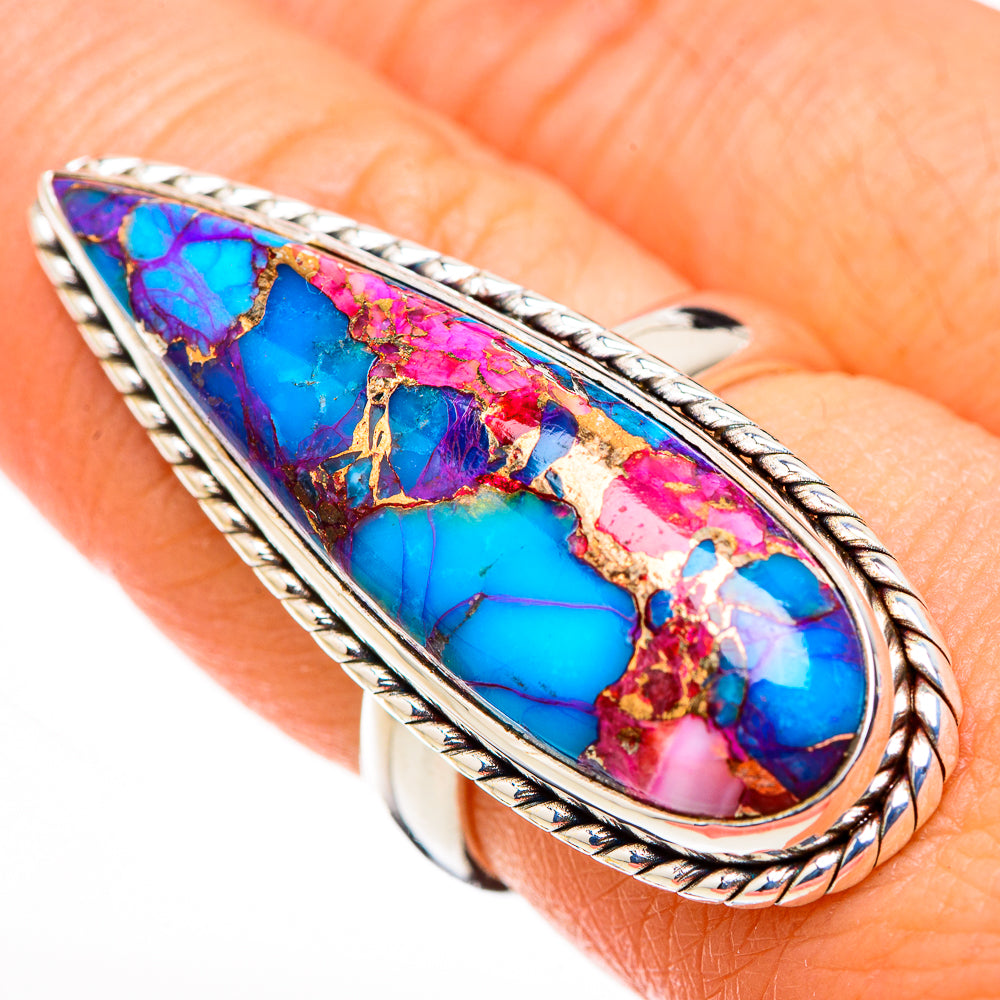 Kingman Pink Dahlia Turquoise Rings handcrafted by Ana Silver Co - RING126354