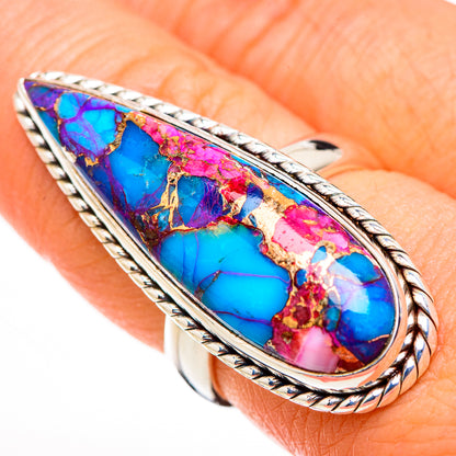 Kingman Pink Dahlia Turquoise Rings handcrafted by Ana Silver Co - RING126354