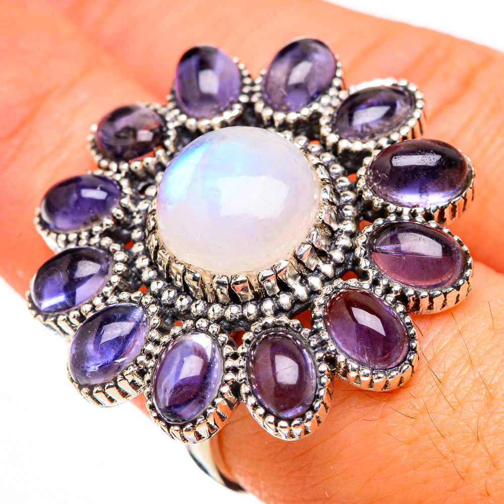 Rainbow Moonstone Rings handcrafted by Ana Silver Co - RING126359