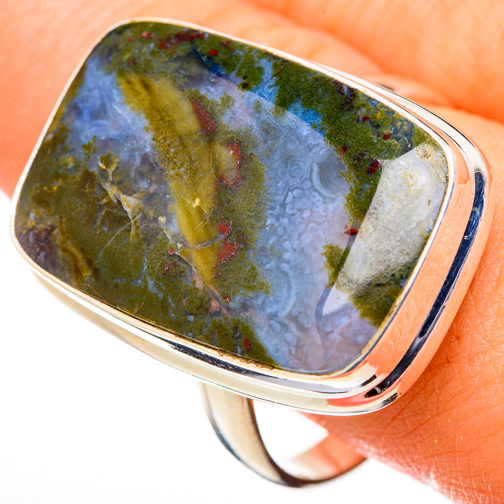 Green Moss Agate Rings handcrafted by Ana Silver Co - RING126364