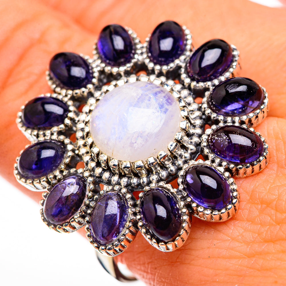 Rainbow Moonstone Rings handcrafted by Ana Silver Co - RING126367