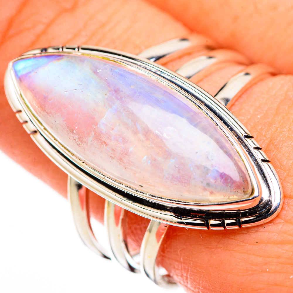 Rainbow Moonstone Rings handcrafted by Ana Silver Co - RING126369