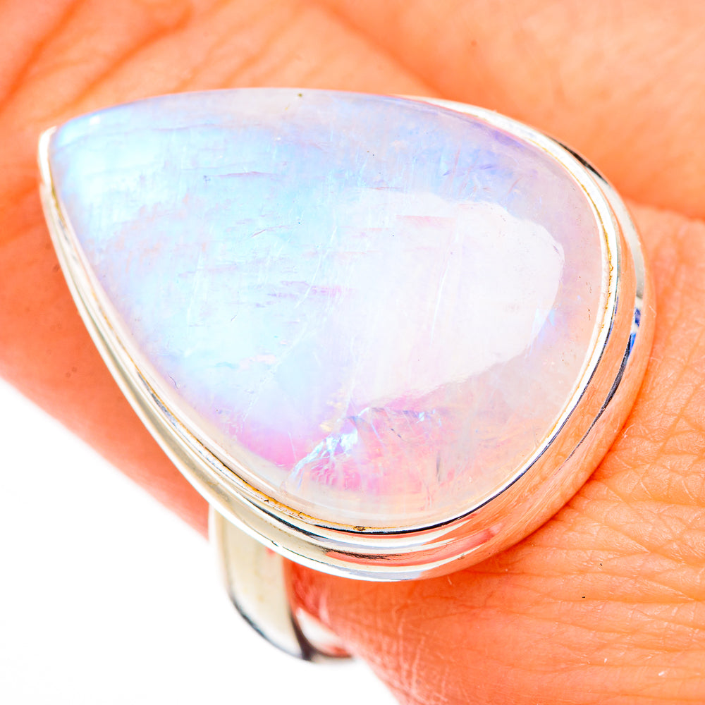Rainbow Moonstone Rings handcrafted by Ana Silver Co - RING126370