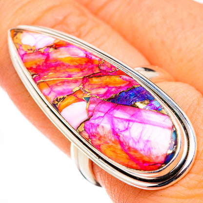Kingman Pink Dahlia Turquoise Rings handcrafted by Ana Silver Co - RING126376