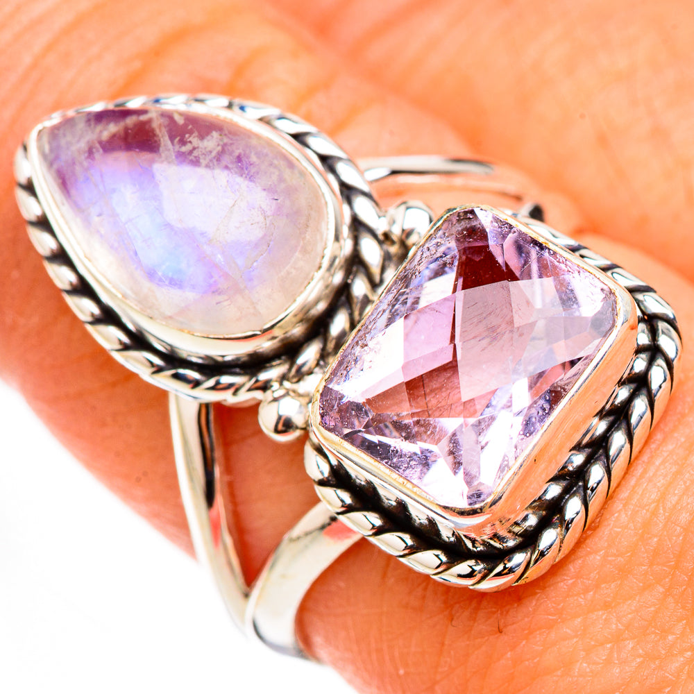 Rainbow Moonstone Rings handcrafted by Ana Silver Co - RING126389