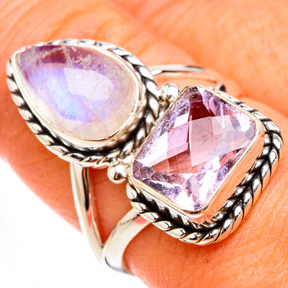 Rainbow Moonstone Rings handcrafted by Ana Silver Co - RING126389