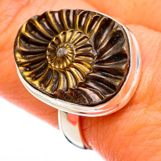 Pyrite Sea Shell Rings handcrafted by Ana Silver Co - RING126391