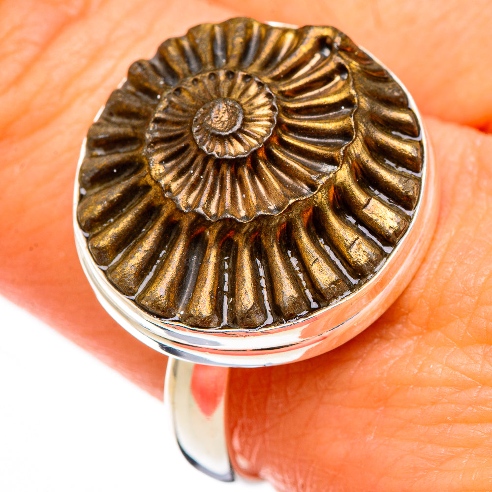 Pyrite Sea Shell Rings handcrafted by Ana Silver Co - RING126392