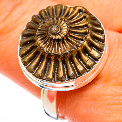 Pyrite Sea Shell Rings handcrafted by Ana Silver Co - RING126392