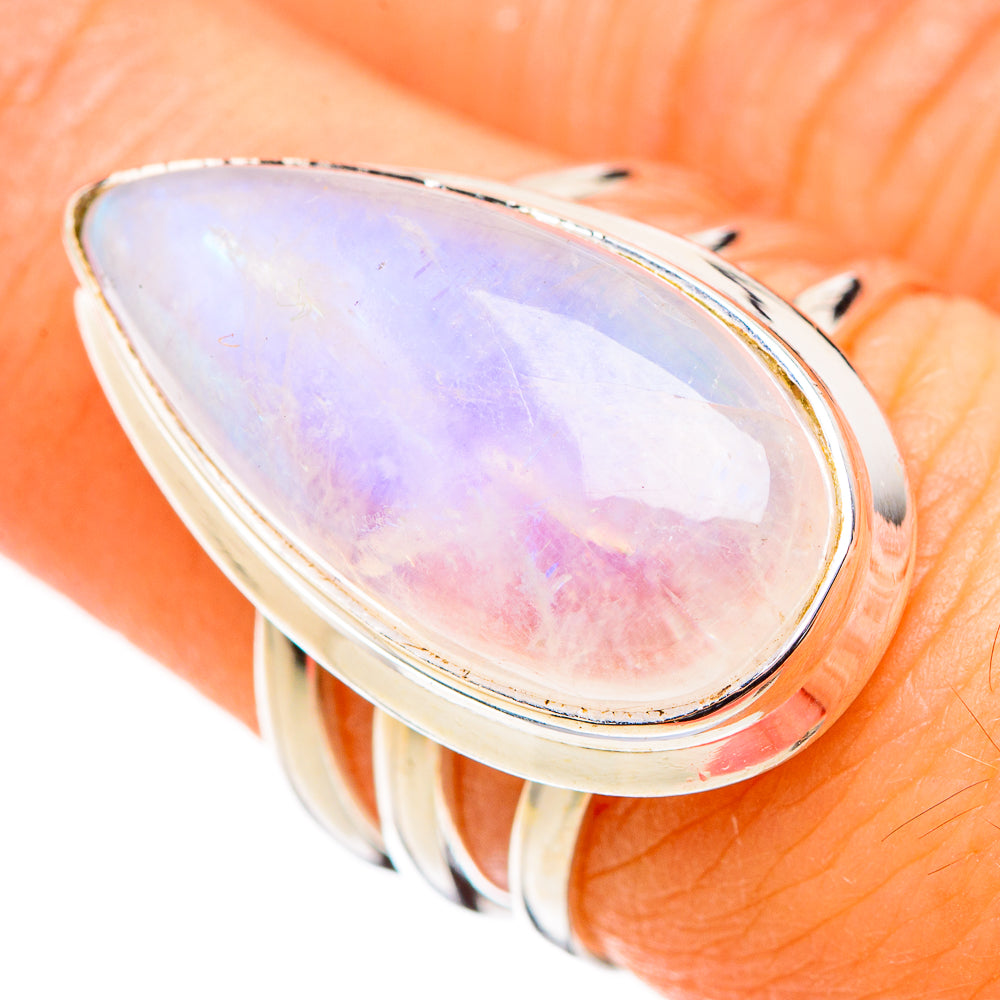 Rainbow Moonstone Rings handcrafted by Ana Silver Co - RING126393