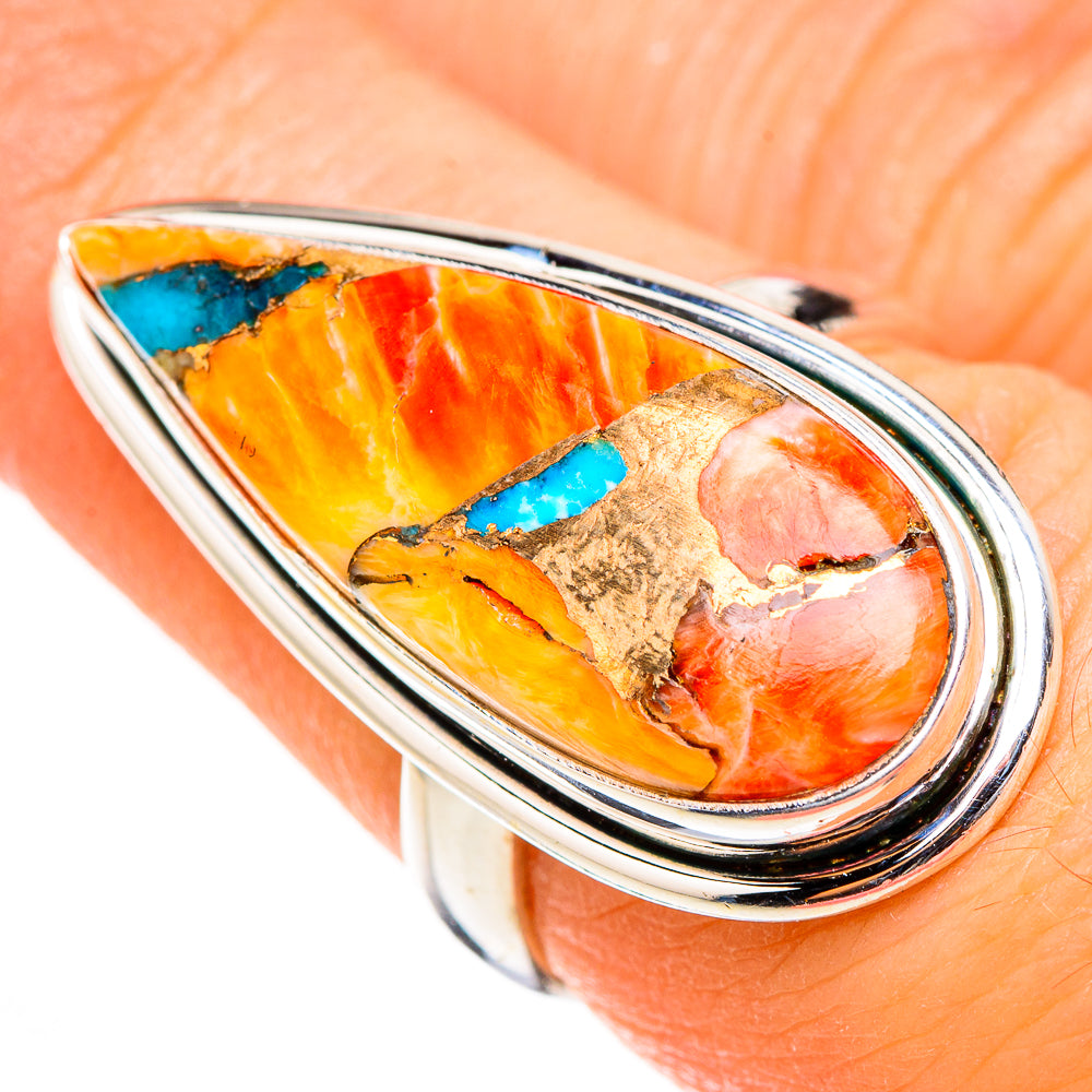 Spiny Oyster Turquoise Rings handcrafted by Ana Silver Co - RING126396