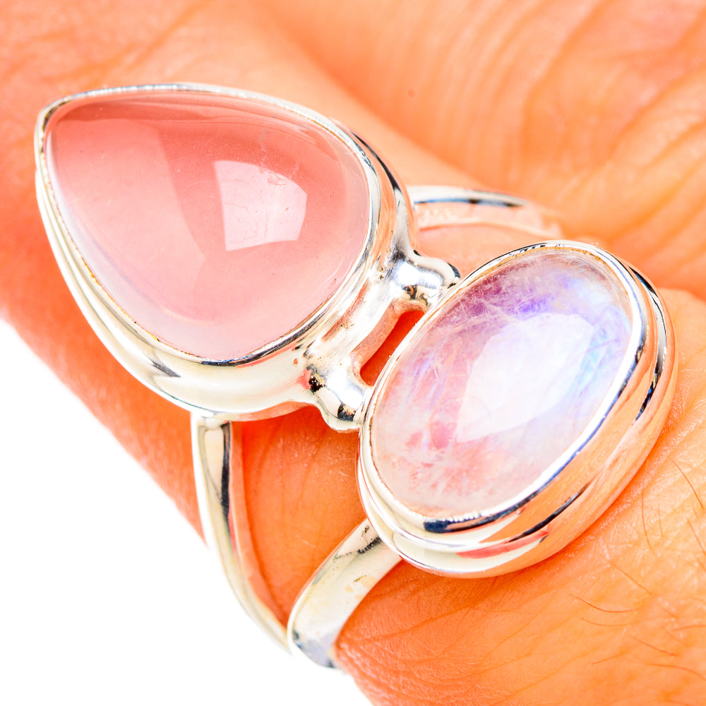 Rainbow Moonstone Rings handcrafted by Ana Silver Co - RING126408