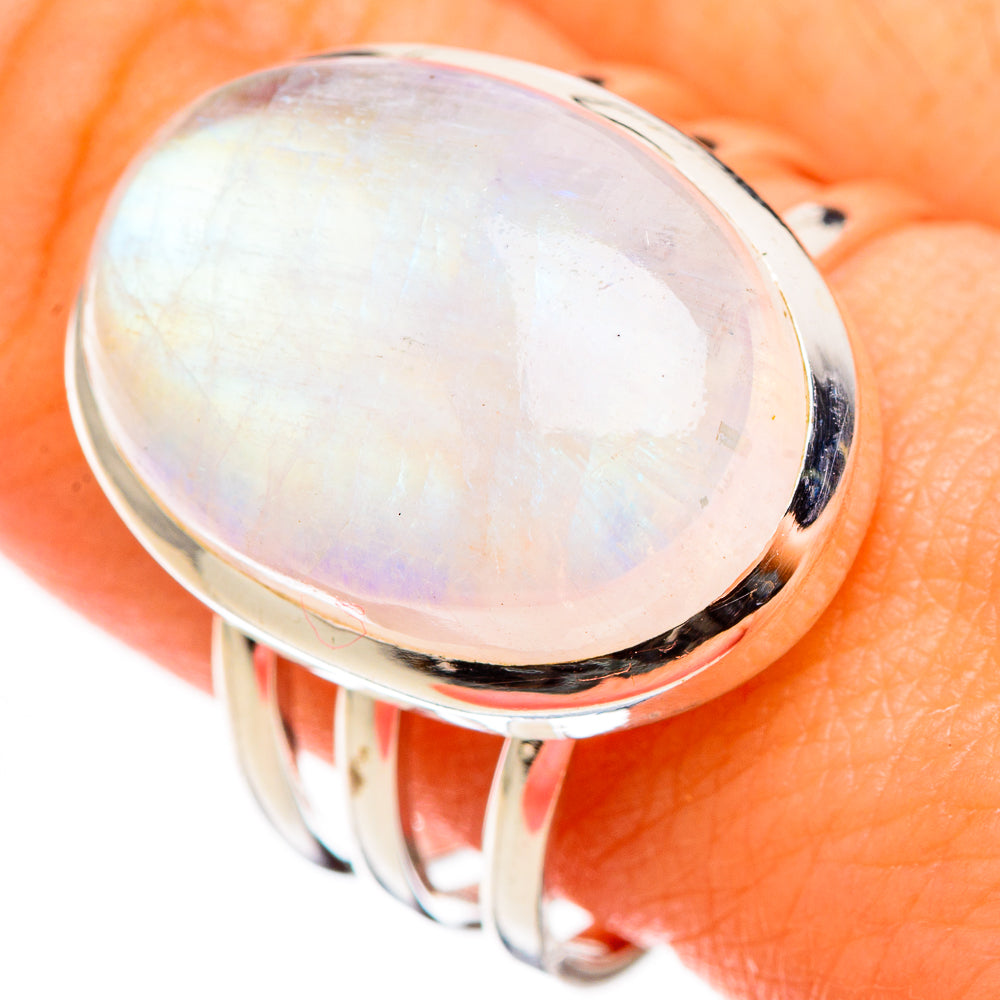 Rainbow Moonstone Rings handcrafted by Ana Silver Co - RING126413