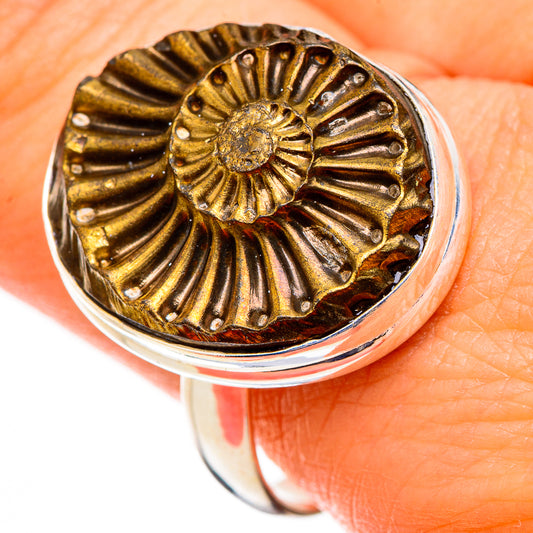 Pyrite Sea Shell Rings handcrafted by Ana Silver Co - RING126414