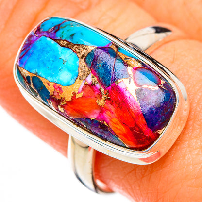 Kingman Pink Dahlia Turquoise Rings handcrafted by Ana Silver Co - RING126418