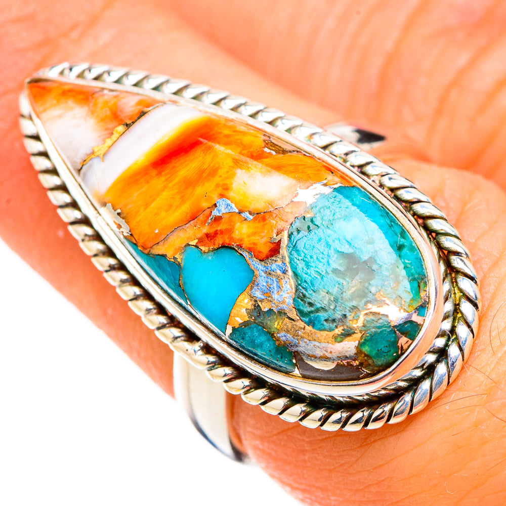 Spiny Oyster Turquoise Rings handcrafted by Ana Silver Co - RING126419