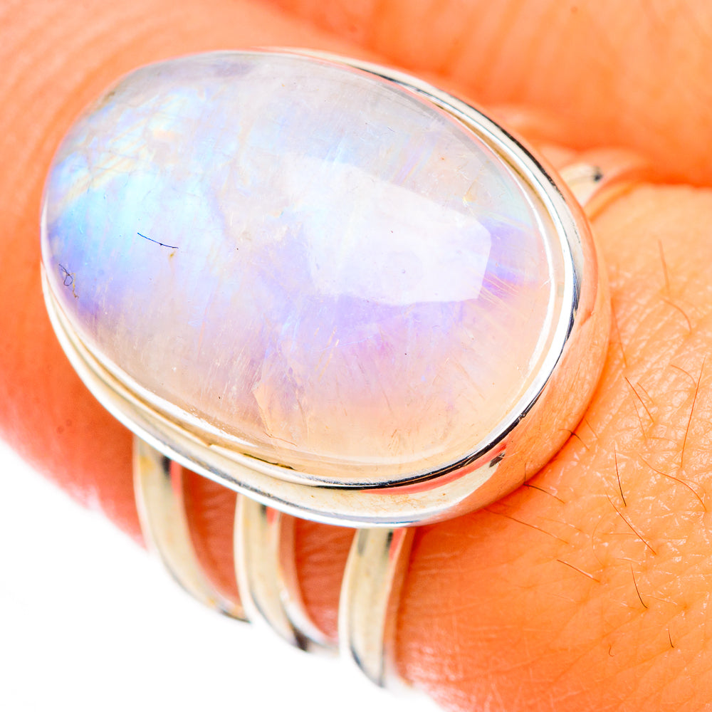 Rainbow Moonstone Rings handcrafted by Ana Silver Co - RING126433