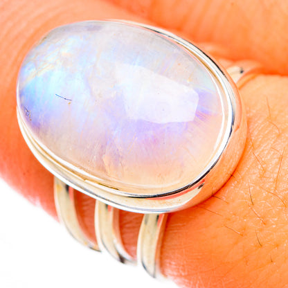 Rainbow Moonstone Rings handcrafted by Ana Silver Co - RING126433