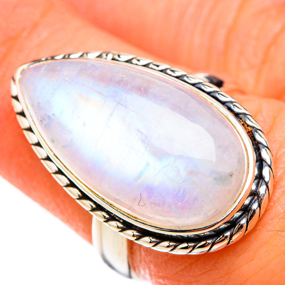 Rainbow Moonstone Rings handcrafted by Ana Silver Co - RING126434