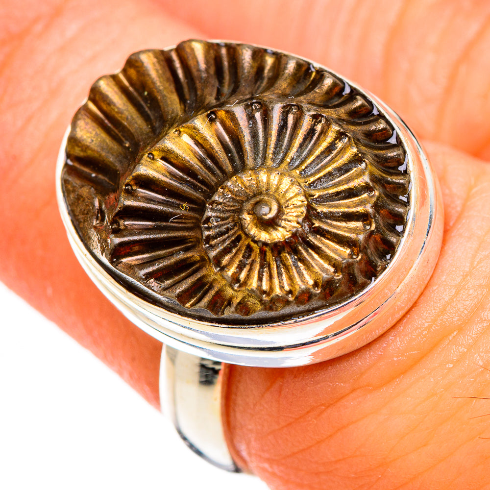 Pyrite Sea Shell Rings handcrafted by Ana Silver Co - RING126435