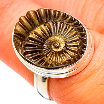 Pyrite Sea Shell Rings handcrafted by Ana Silver Co - RING126435