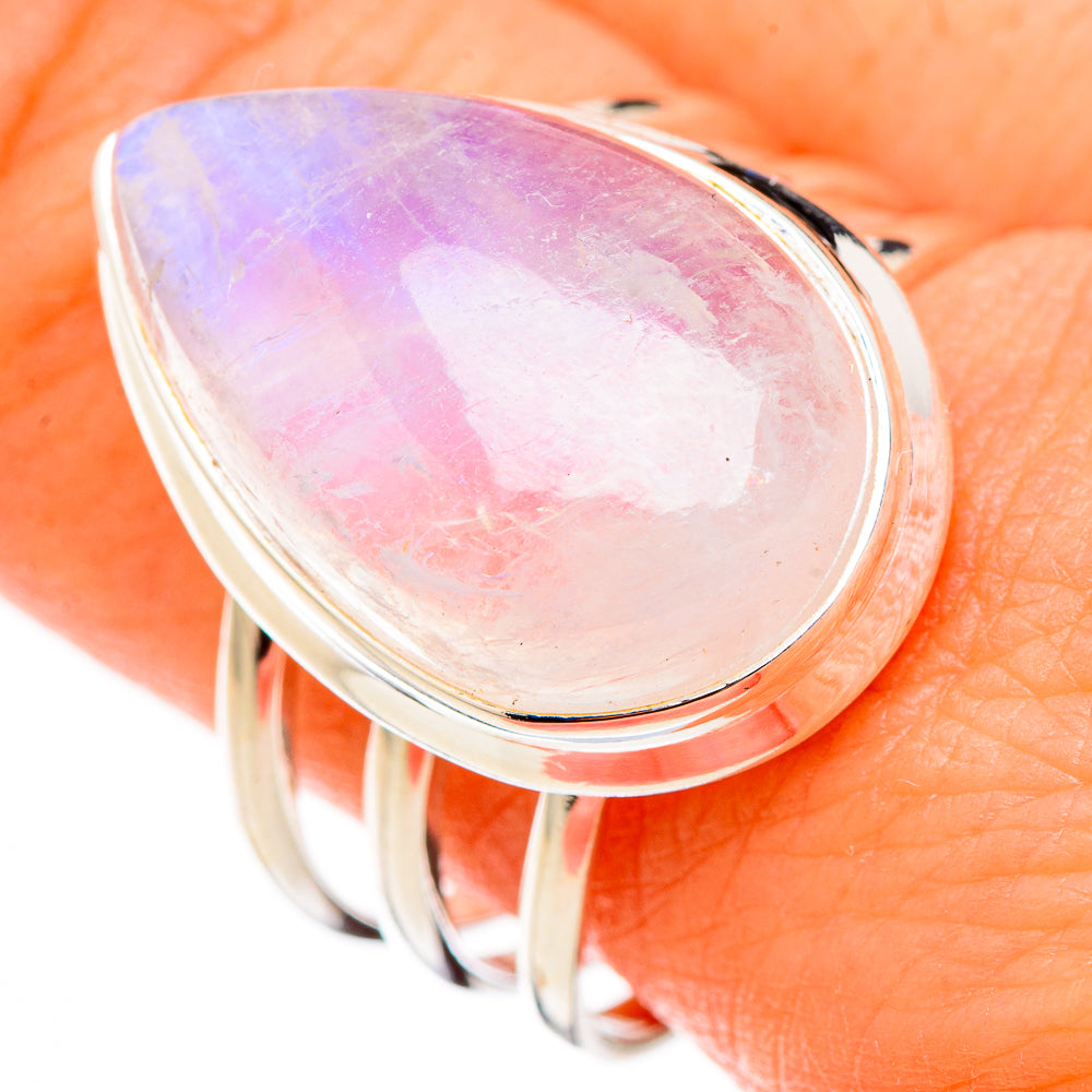 Rainbow Moonstone Rings handcrafted by Ana Silver Co - RING126453