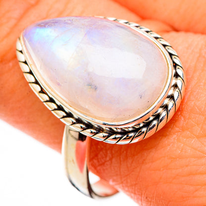 Rainbow Moonstone Rings handcrafted by Ana Silver Co - RING126454